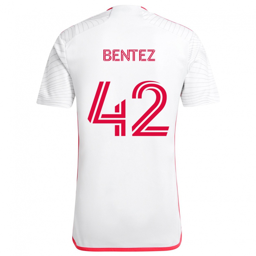 Kandiny Enfant Maillot Óscar Benítez #42 Blanc Rouge Tenues Extérieur 2024/25 T-Shirt