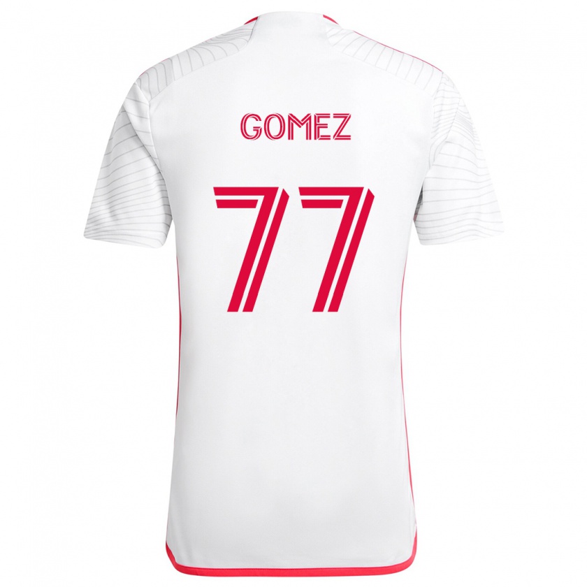 Kandiny Enfant Maillot Sam Gomez #77 Blanc Rouge Tenues Extérieur 2024/25 T-Shirt