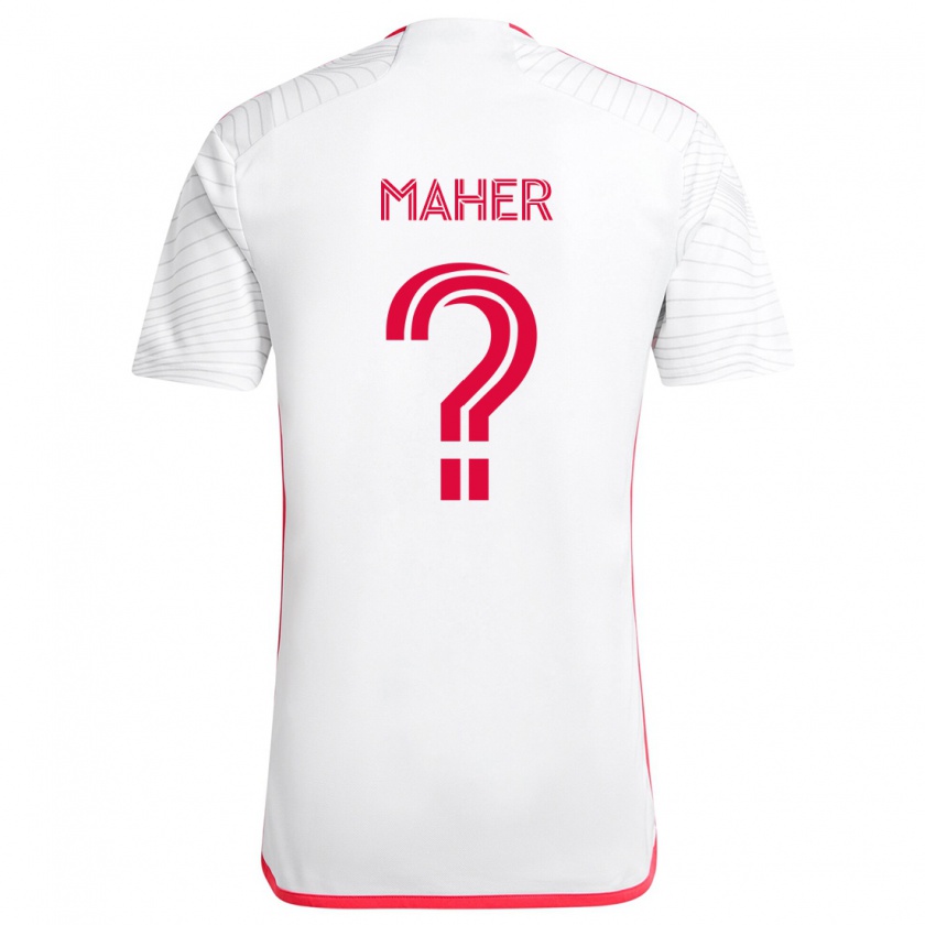 Kandiny Enfant Maillot Josh Maher #0 Blanc Rouge Tenues Extérieur 2024/25 T-Shirt