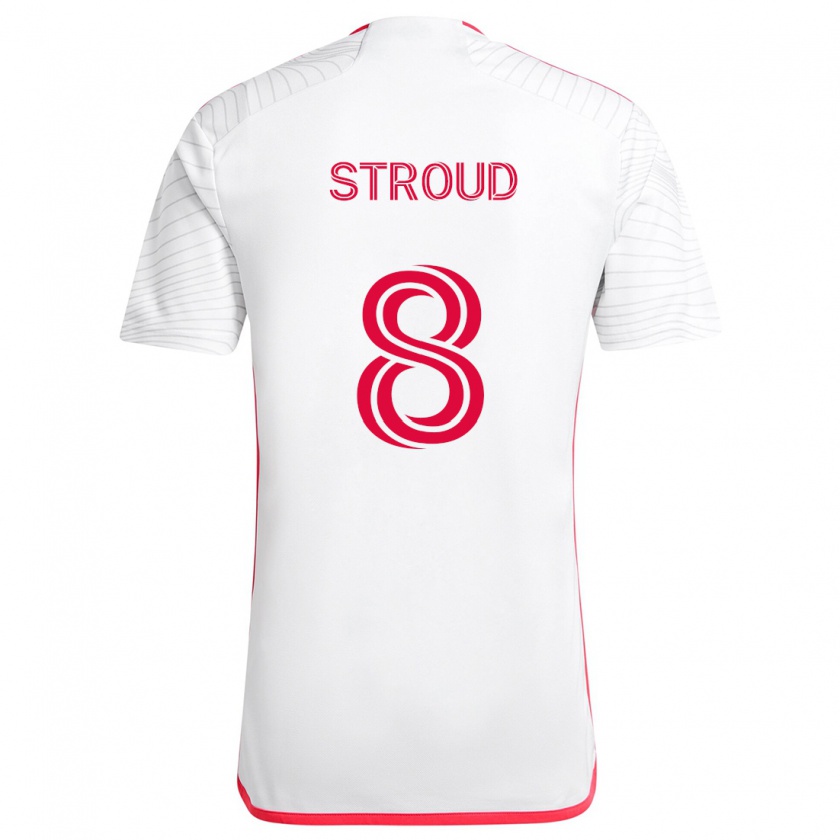 Kandiny Enfant Maillot Jared Stroud #8 Blanc Rouge Tenues Extérieur 2024/25 T-Shirt