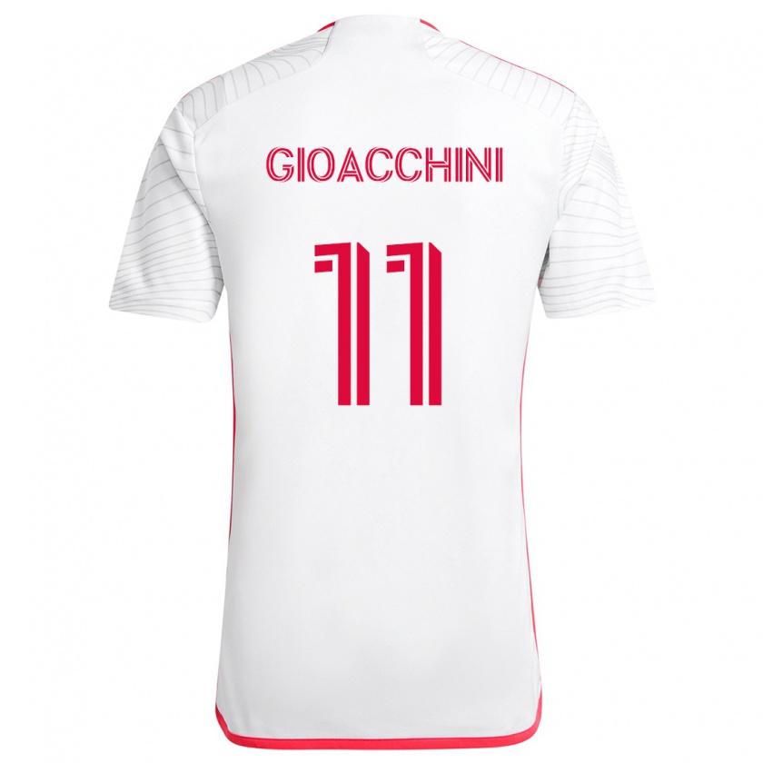 Kandiny Enfant Maillot Nicholas Gioacchini #11 Blanc Rouge Tenues Extérieur 2024/25 T-Shirt