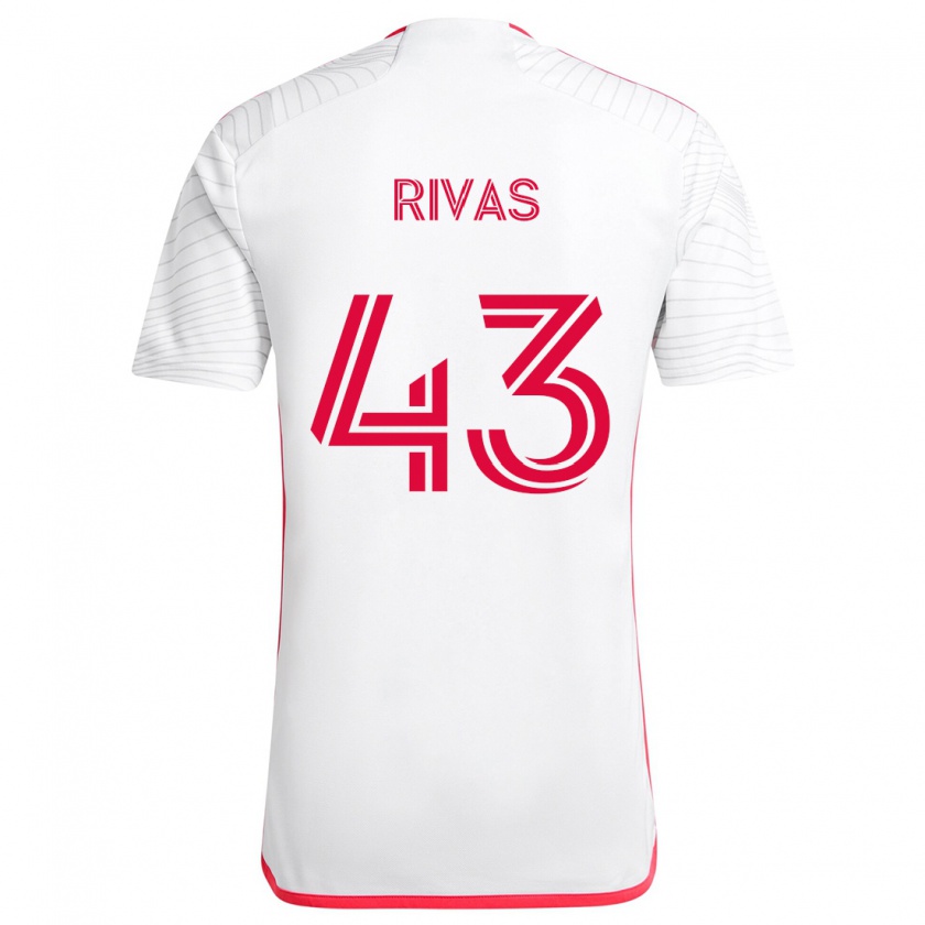 Kandiny Enfant Maillot Sergio Rivas #43 Blanc Rouge Tenues Extérieur 2024/25 T-Shirt