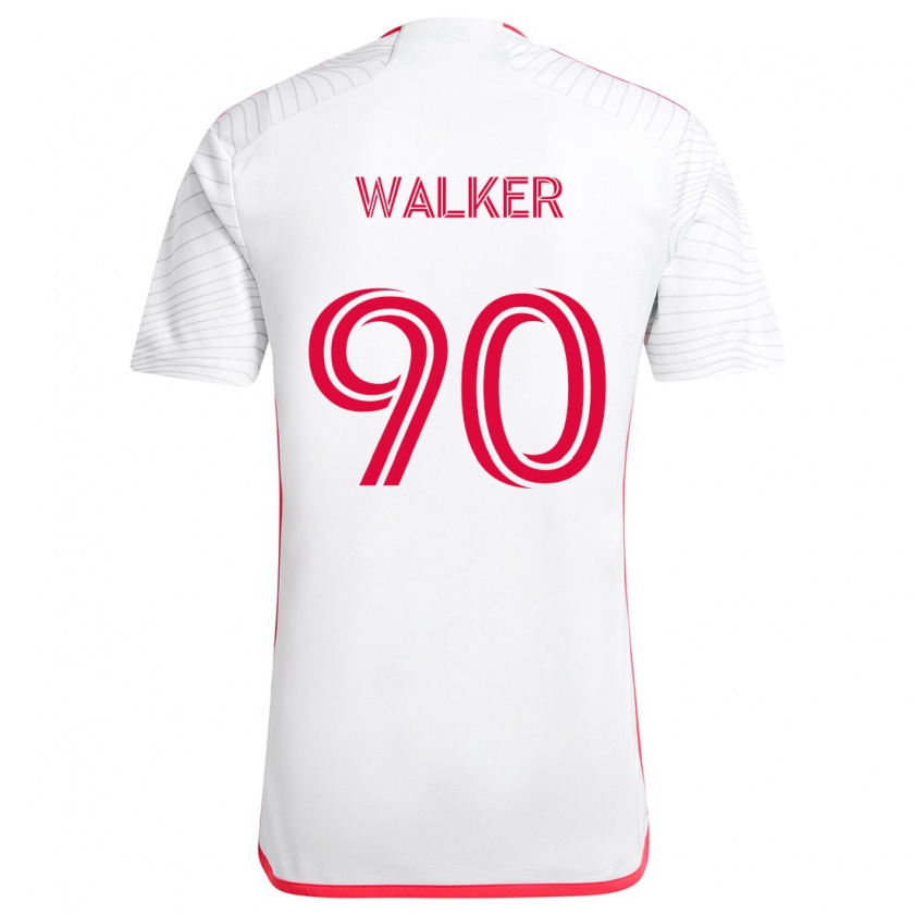 Kandiny Enfant Maillot Eric Walker #90 Blanc Rouge Tenues Extérieur 2024/25 T-Shirt