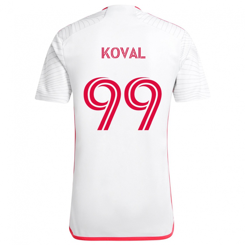 Kandiny Enfant Maillot Stanislav Koval #99 Blanc Rouge Tenues Extérieur 2024/25 T-Shirt