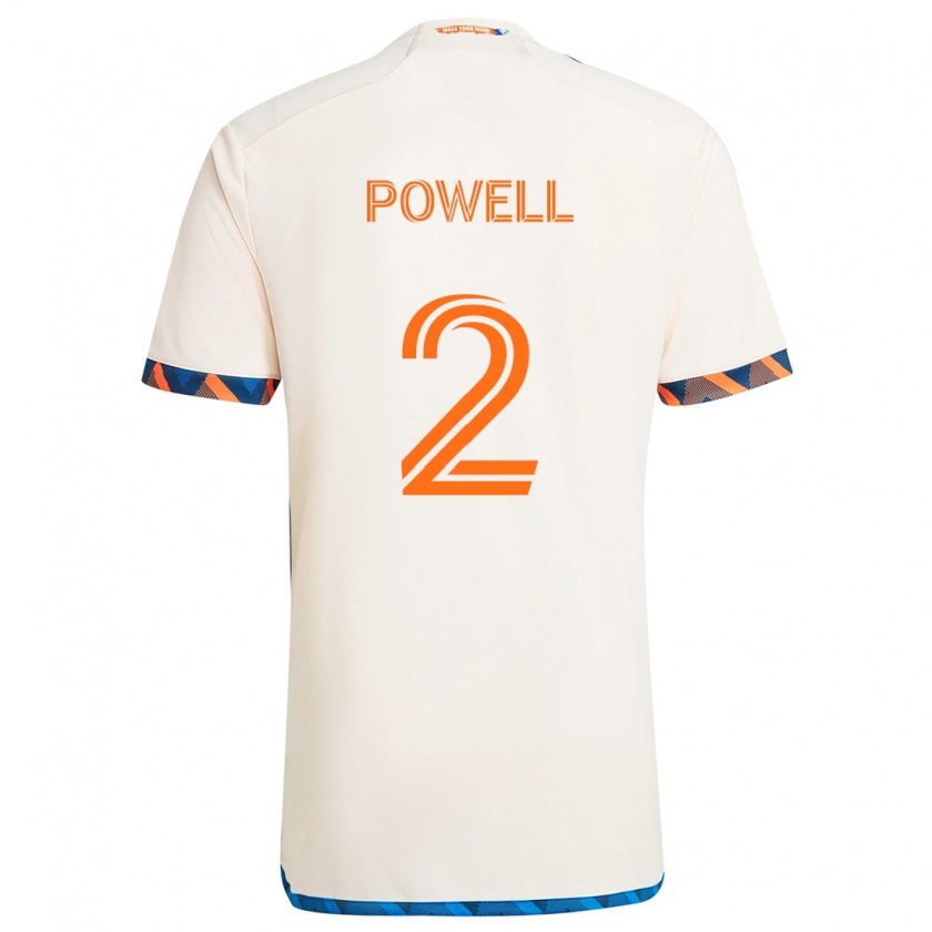 Kandiny Enfant Maillot Alvas Powell #2 Blanc Orange Tenues Extérieur 2024/25 T-Shirt