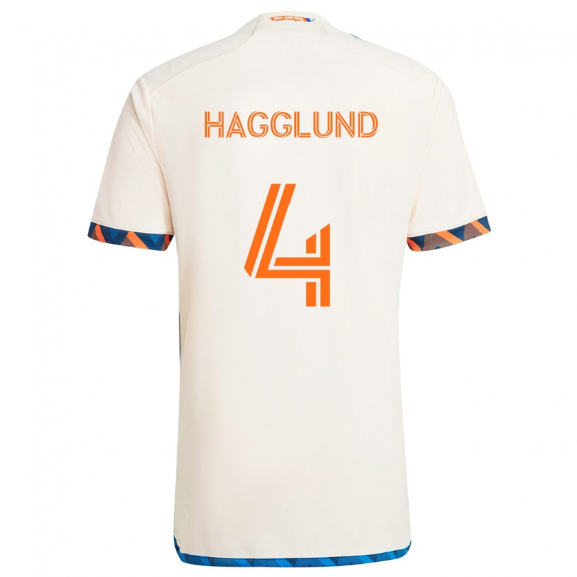 Kandiny Enfant Maillot Nick Hagglund #4 Blanc Orange Tenues Extérieur 2024/25 T-Shirt