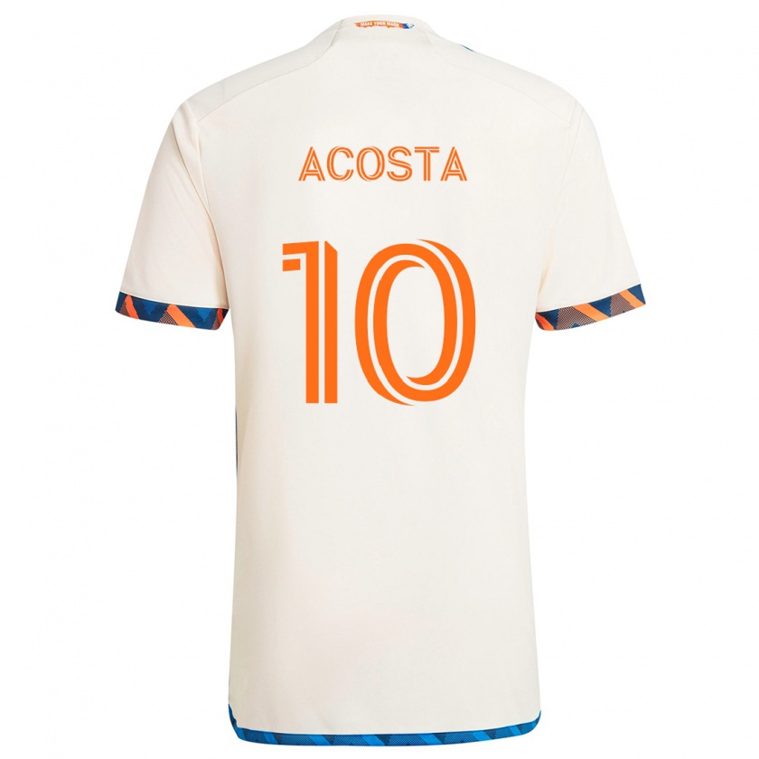 Kandiny Enfant Maillot Luciano Acosta #10 Blanc Orange Tenues Extérieur 2024/25 T-Shirt