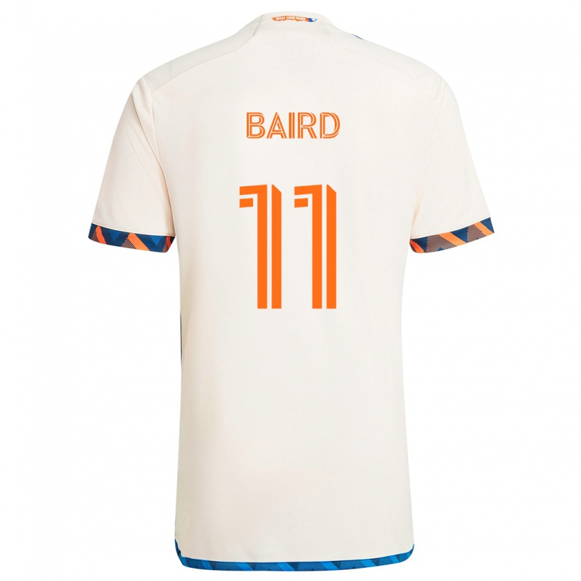 Kandiny Enfant Maillot Corey Baird #11 Blanc Orange Tenues Extérieur 2024/25 T-Shirt