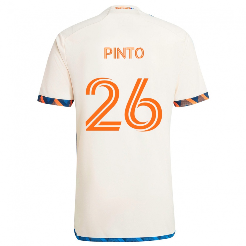 Kandiny Enfant Maillot Malik Pinto #26 Blanc Orange Tenues Extérieur 2024/25 T-Shirt