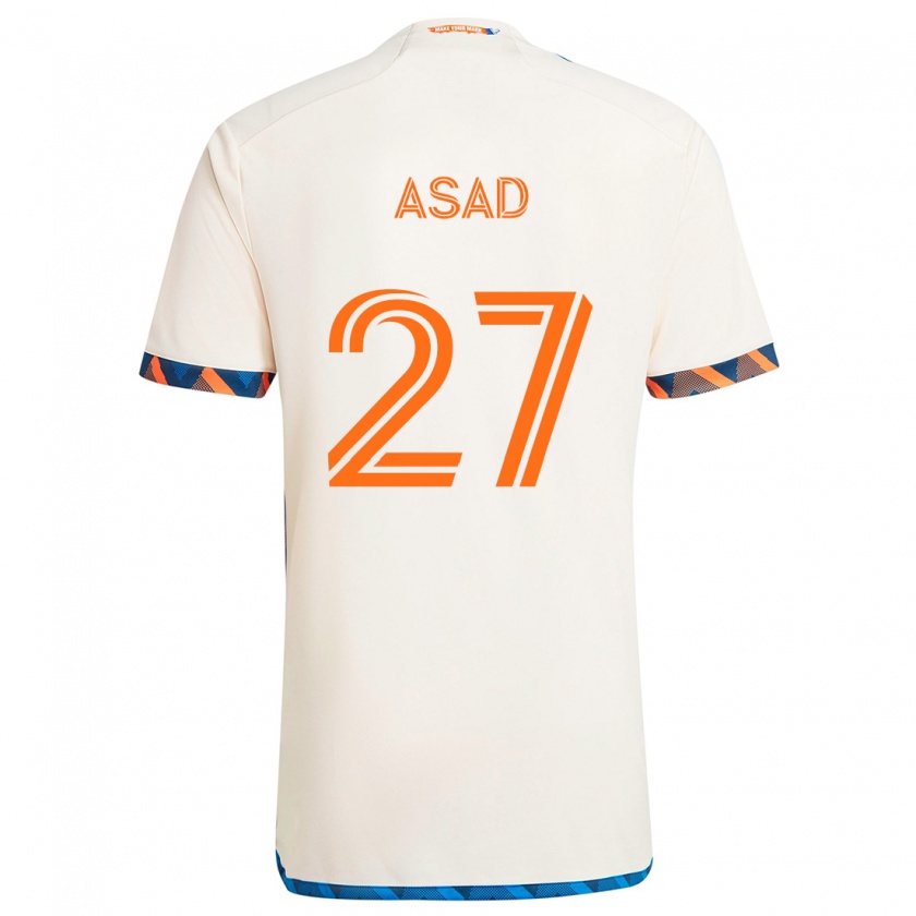 Kandiny Enfant Maillot Yamil Asad #27 Blanc Orange Tenues Extérieur 2024/25 T-Shirt