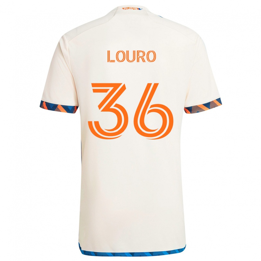 Kandiny Enfant Maillot Evan Louro #36 Blanc Orange Tenues Extérieur 2024/25 T-Shirt