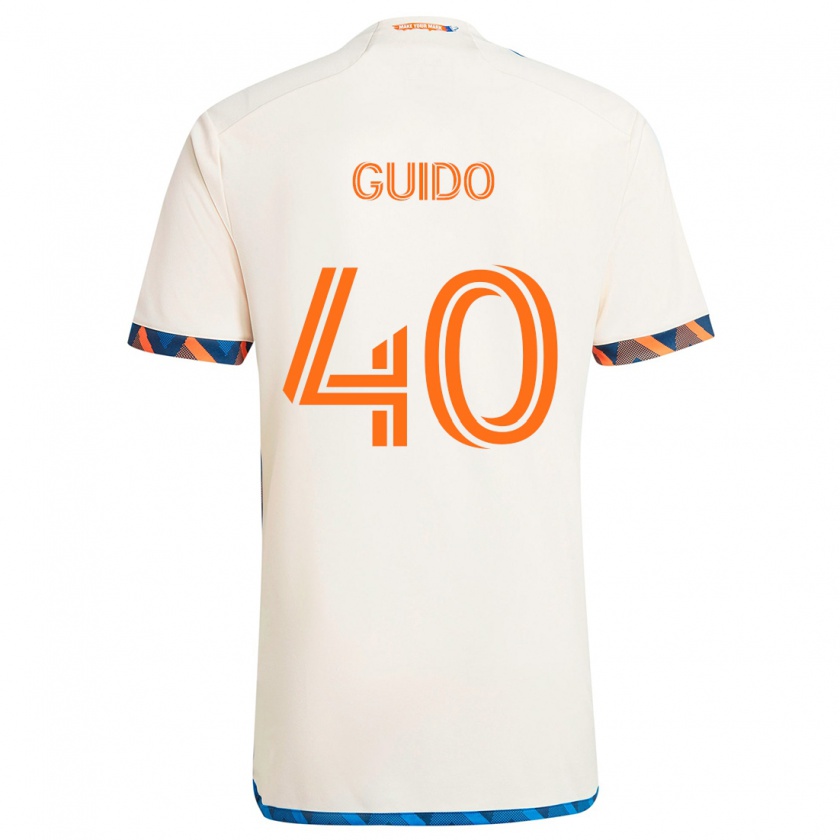 Kandiny Enfant Maillot Alejandro Guido #40 Blanc Orange Tenues Extérieur 2024/25 T-Shirt