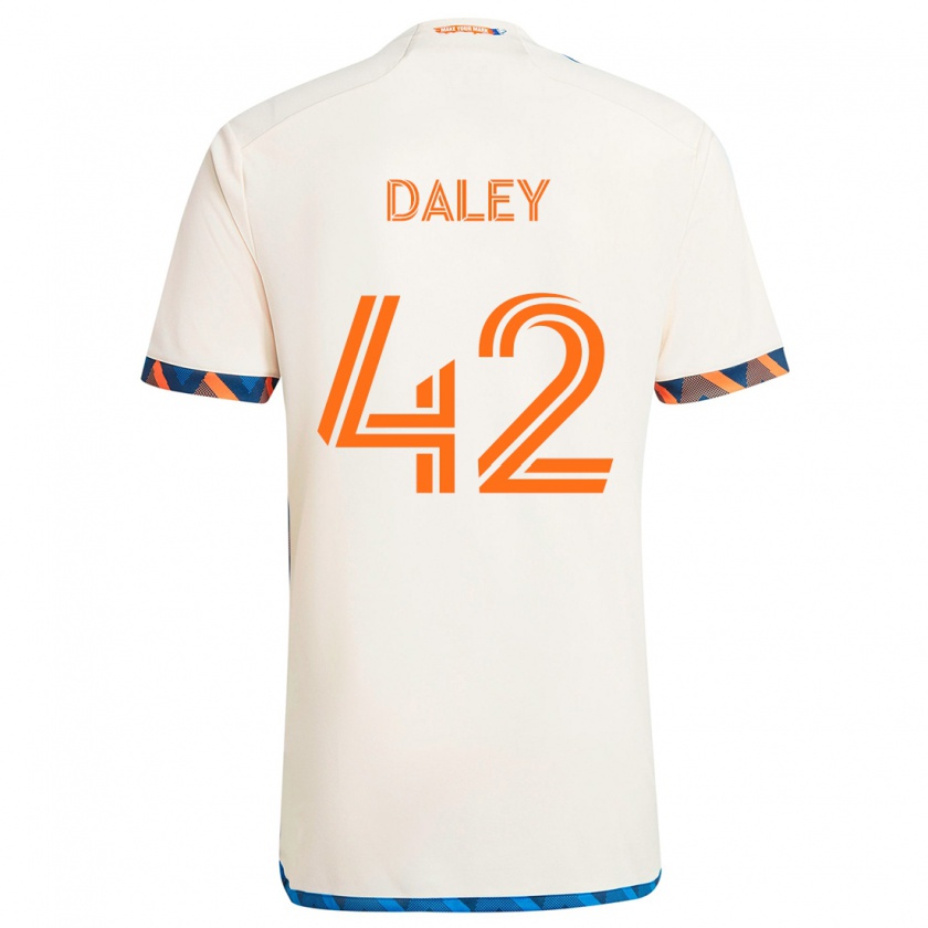 Kandiny Enfant Maillot Amir Daley #42 Blanc Orange Tenues Extérieur 2024/25 T-Shirt