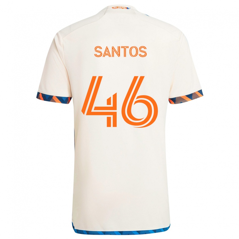 Kandiny Enfant Maillot Guilherme Santos #46 Blanc Orange Tenues Extérieur 2024/25 T-Shirt