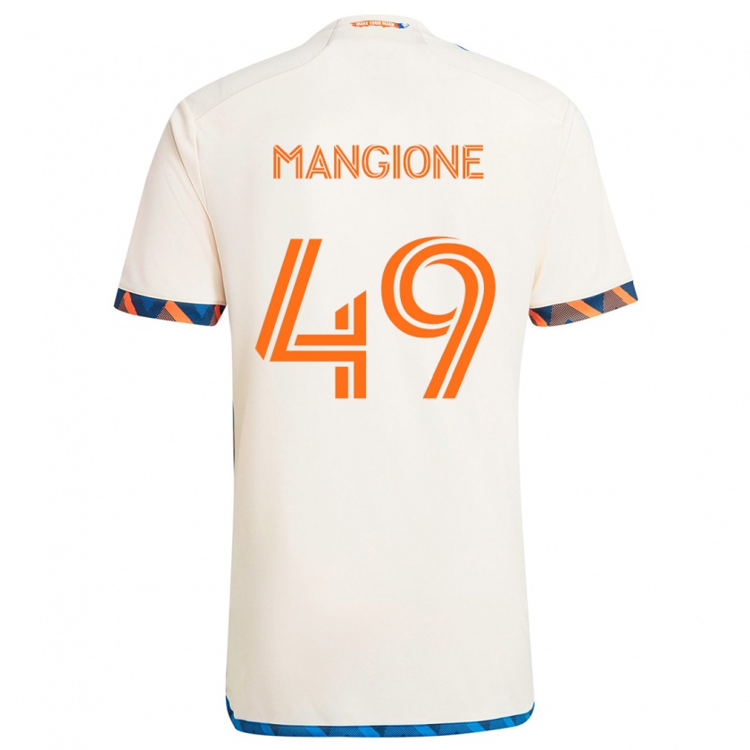 Kandiny Enfant Maillot Peter Mangione #49 Blanc Orange Tenues Extérieur 2024/25 T-Shirt