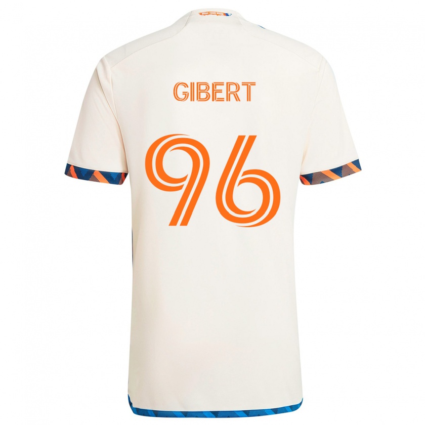 Kandiny Enfant Maillot Gaël Gibert #96 Blanc Orange Tenues Extérieur 2024/25 T-Shirt