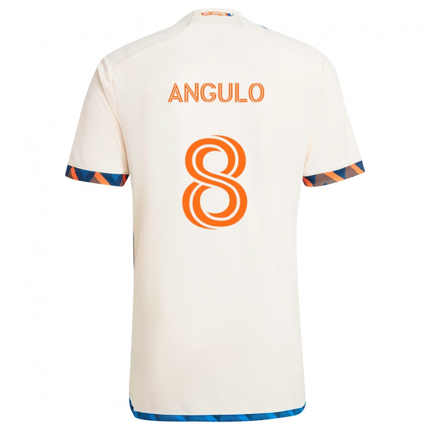 Kandiny Enfant Maillot Marco Angulo #8 Blanc Orange Tenues Extérieur 2024/25 T-Shirt