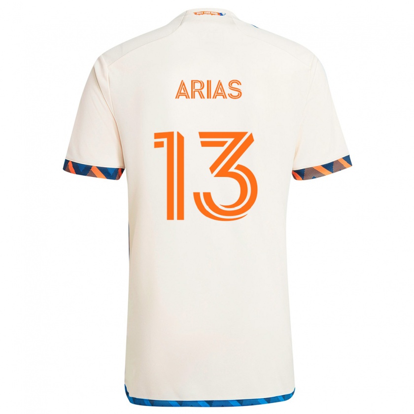 Kandiny Enfant Maillot Santiago Arias #13 Blanc Orange Tenues Extérieur 2024/25 T-Shirt