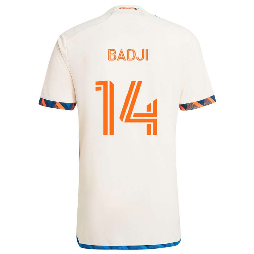 Kandiny Enfant Maillot Dominique Badji #14 Blanc Orange Tenues Extérieur 2024/25 T-Shirt