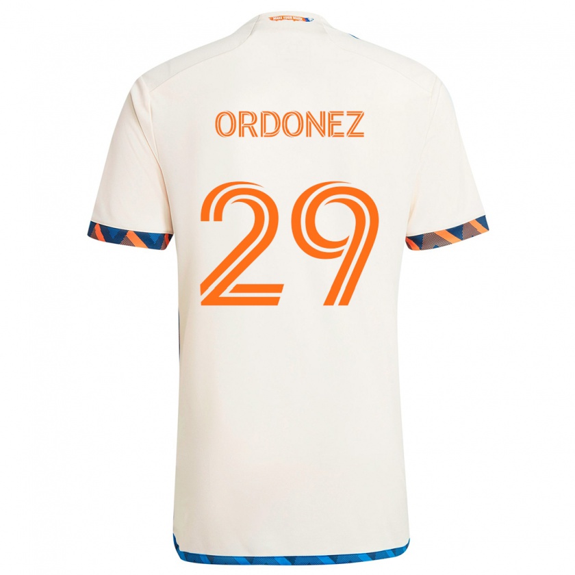 Kandiny Enfant Maillot Arquímides Ordóñez #29 Blanc Orange Tenues Extérieur 2024/25 T-Shirt