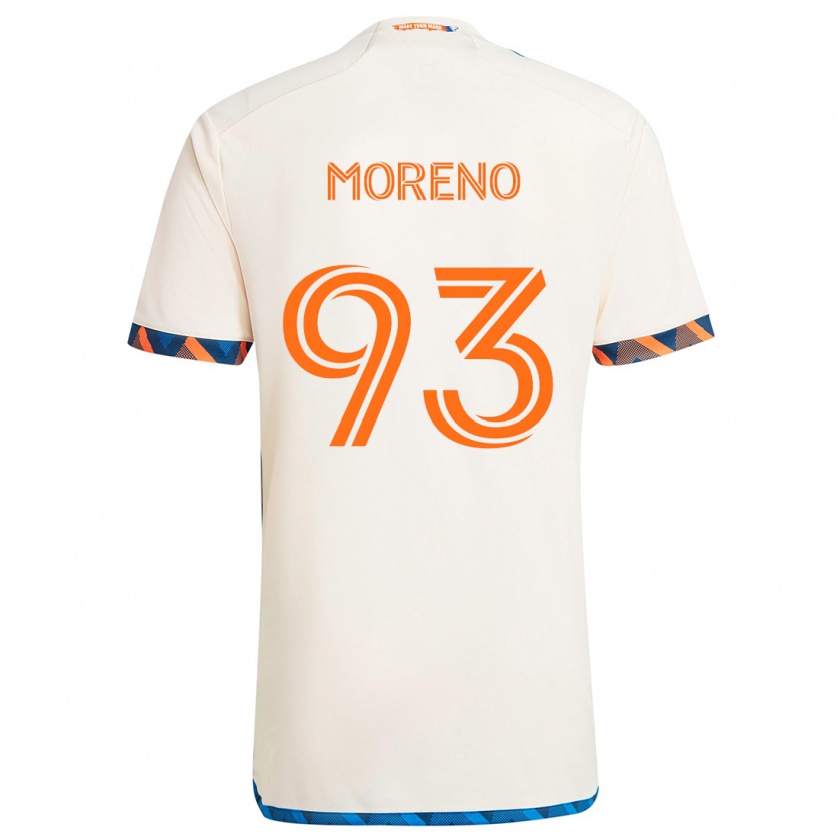 Kandiny Enfant Maillot Júnior Moreno #93 Blanc Orange Tenues Extérieur 2024/25 T-Shirt