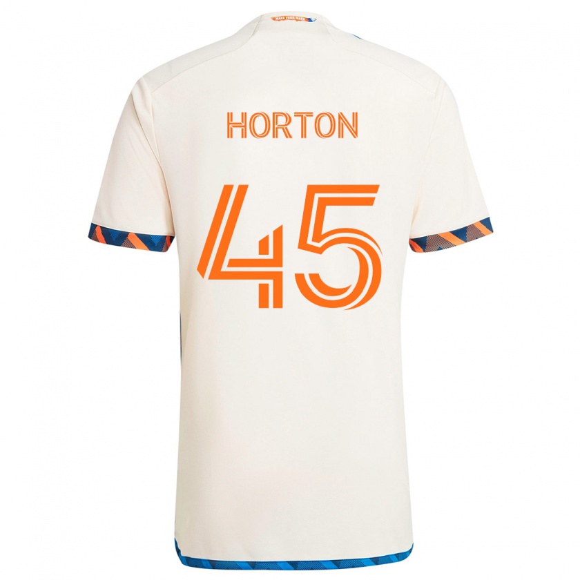 Kandiny Enfant Maillot Philip Horton #45 Blanc Orange Tenues Extérieur 2024/25 T-Shirt