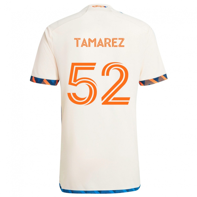 Kandiny Enfant Maillot Lucas Tamarez #52 Blanc Orange Tenues Extérieur 2024/25 T-Shirt