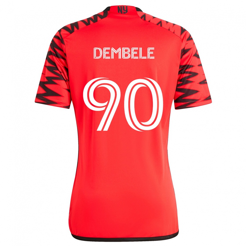 Kandiny Enfant Maillot Malick Dembele #90 Rouge Noir Blanc Tenues Extérieur 2024/25 T-Shirt