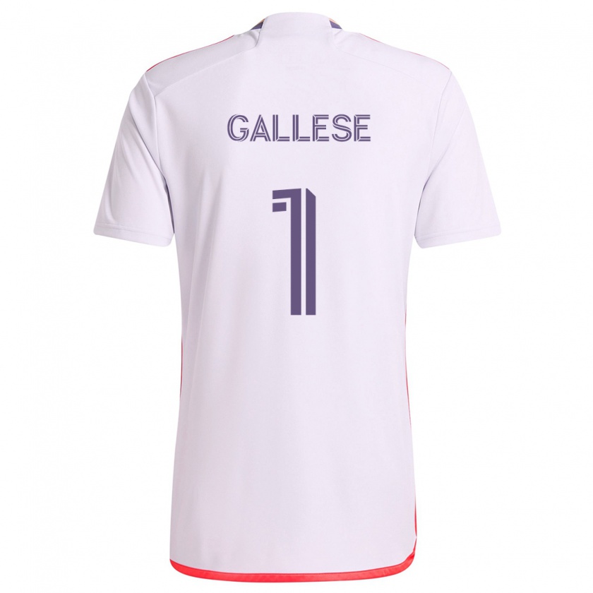 Kandiny Enfant Maillot Pedro Gallese #1 Blanc Rouge Violet Tenues Extérieur 2024/25 T-Shirt