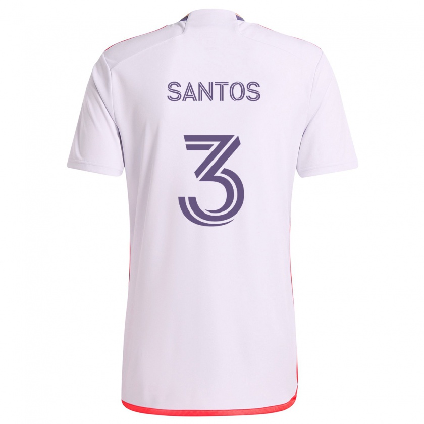 Kandiny Enfant Maillot Rafael Santos #3 Blanc Rouge Violet Tenues Extérieur 2024/25 T-Shirt