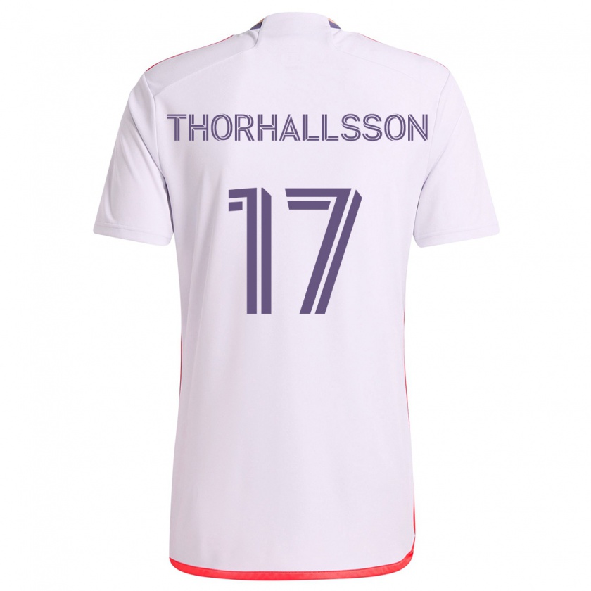 Kandiny Enfant Maillot Dagur Dan Thórhallsson #17 Blanc Rouge Violet Tenues Extérieur 2024/25 T-Shirt