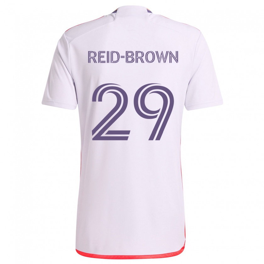 Kandiny Enfant Maillot Tahir Reid-Brown #29 Blanc Rouge Violet Tenues Extérieur 2024/25 T-Shirt