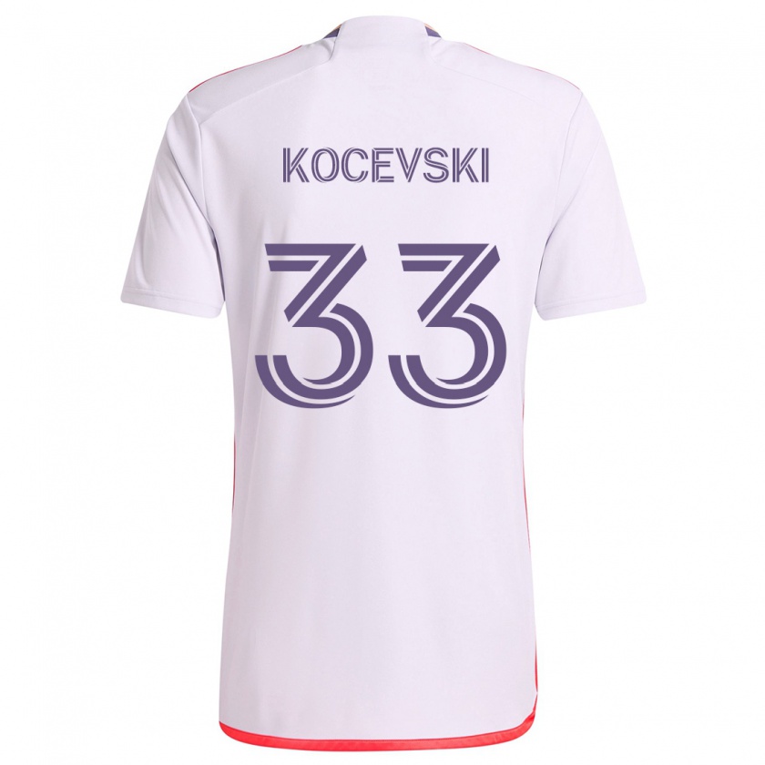 Kandiny Enfant Maillot Jeorgio Kocevski #33 Blanc Rouge Violet Tenues Extérieur 2024/25 T-Shirt