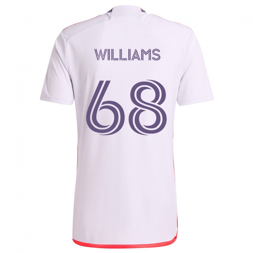 Kandiny Enfant Maillot Thomas Williams #68 Blanc Rouge Violet Tenues Extérieur 2024/25 T-Shirt