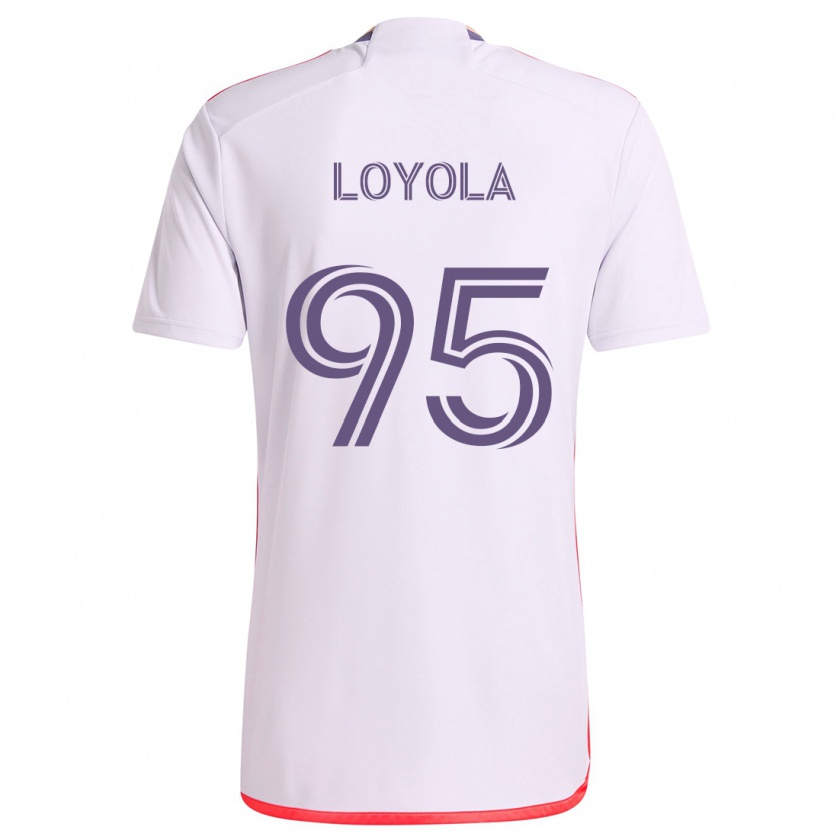 Kandiny Enfant Maillot Favian Loyola #95 Blanc Rouge Violet Tenues Extérieur 2024/25 T-Shirt