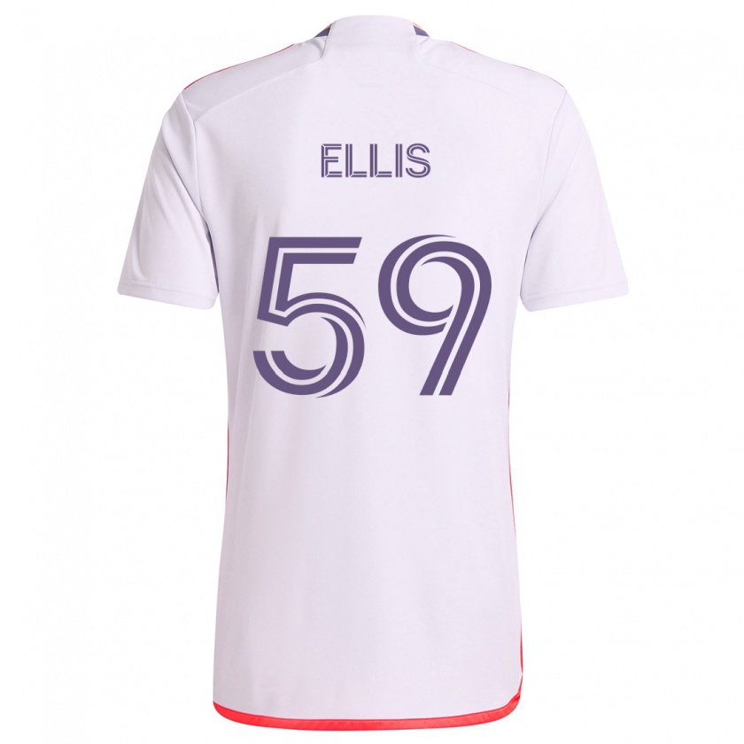 Kandiny Enfant Maillot Justin Ellis #59 Blanc Rouge Violet Tenues Extérieur 2024/25 T-Shirt