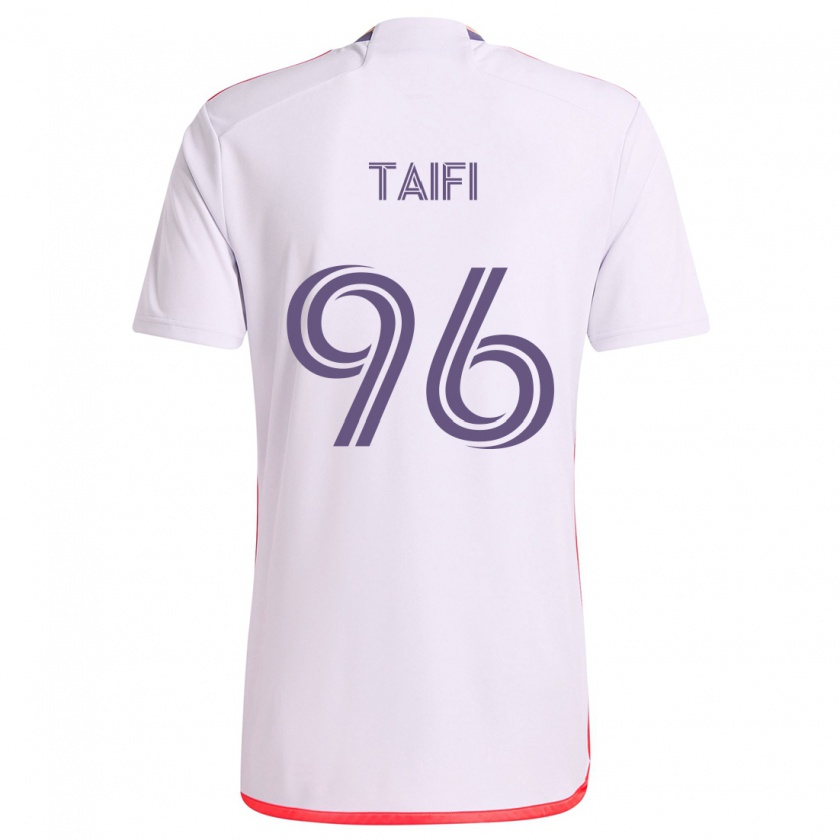 Kandiny Enfant Maillot Zakaria Taifi #96 Blanc Rouge Violet Tenues Extérieur 2024/25 T-Shirt