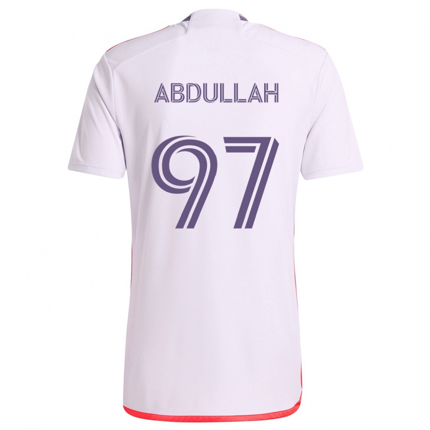 Kandiny Enfant Maillot Majed Abdullah #97 Blanc Rouge Violet Tenues Extérieur 2024/25 T-Shirt