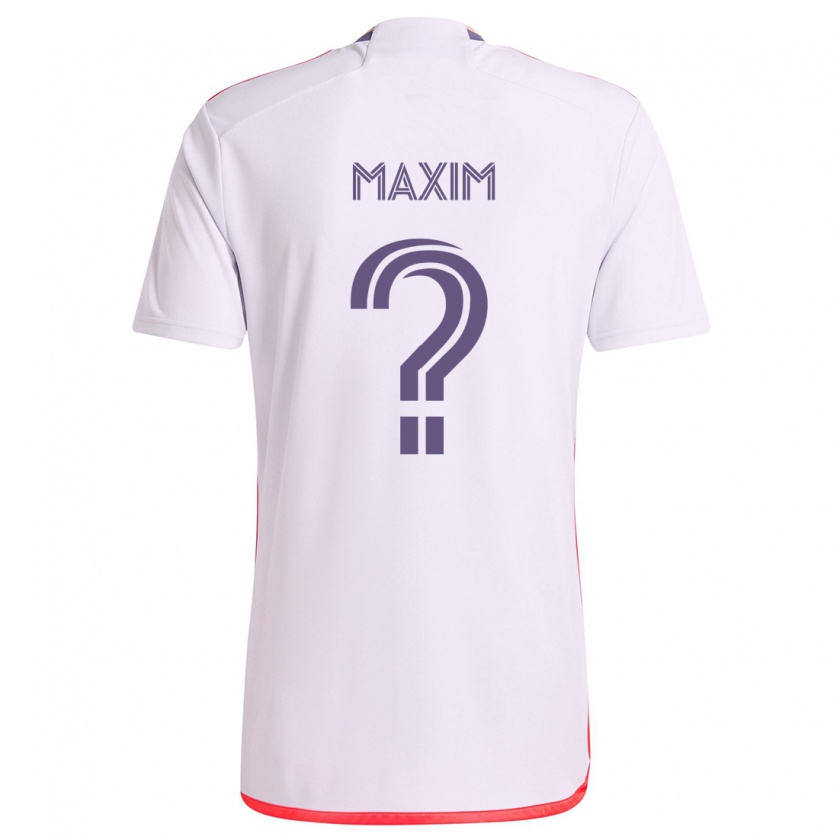 Kandiny Enfant Maillot Luca Maxim #0 Blanc Rouge Violet Tenues Extérieur 2024/25 T-Shirt