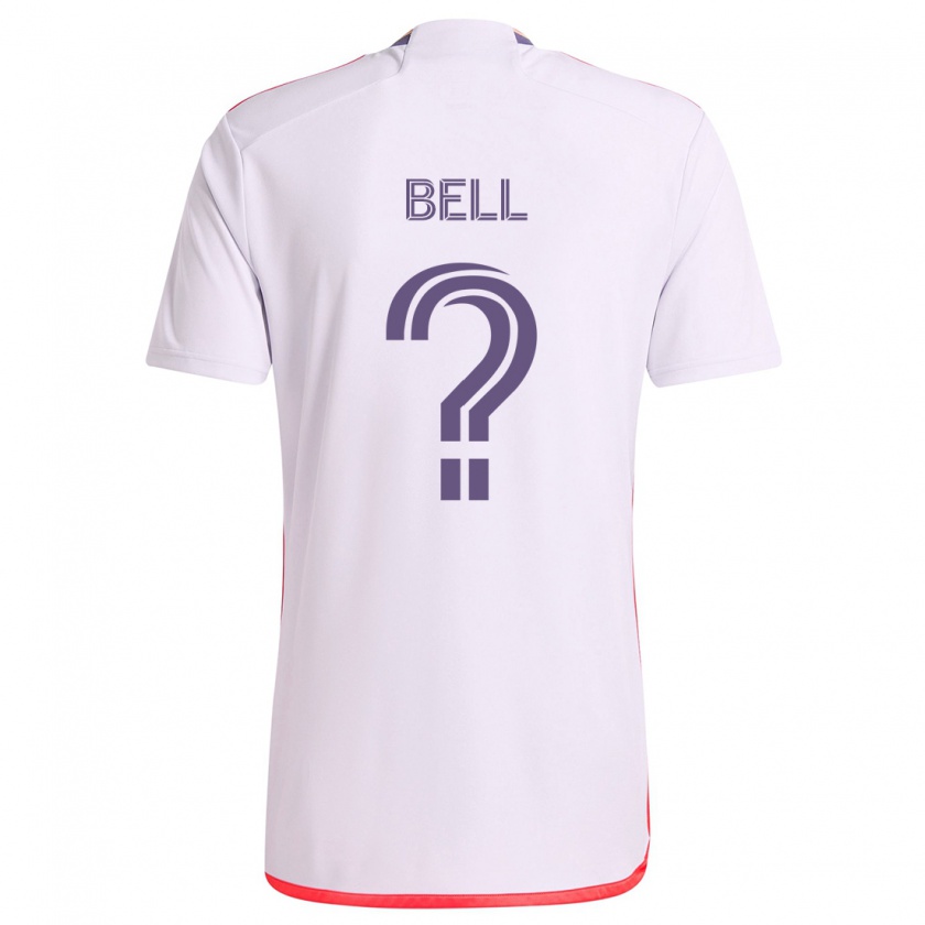 Kandiny Enfant Maillot Dominic Bell #0 Blanc Rouge Violet Tenues Extérieur 2024/25 T-Shirt