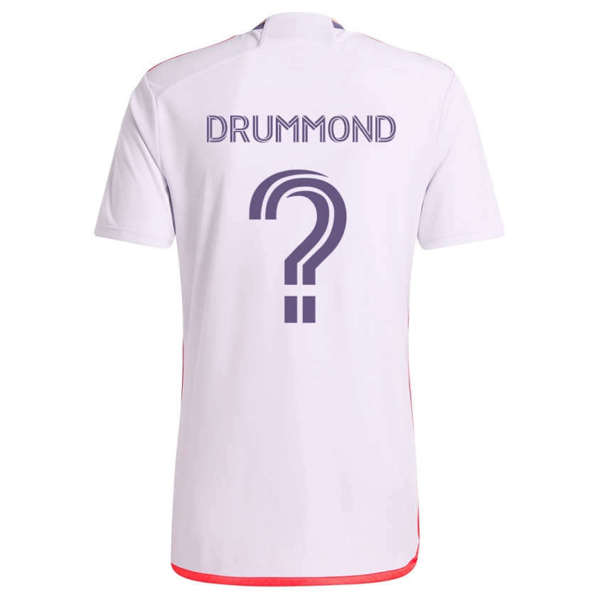 Kandiny Enfant Maillot Owen Drummond #0 Blanc Rouge Violet Tenues Extérieur 2024/25 T-Shirt