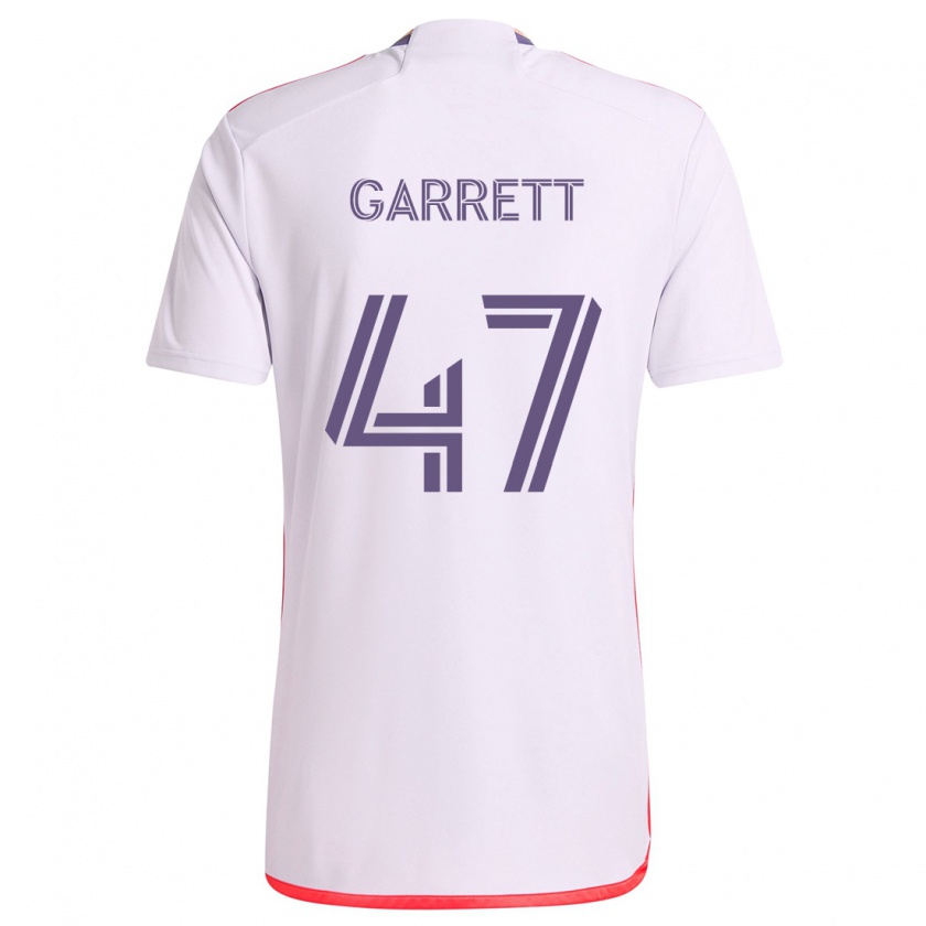 Kandiny Enfant Maillot Ian Garrett #47 Blanc Rouge Violet Tenues Extérieur 2024/25 T-Shirt