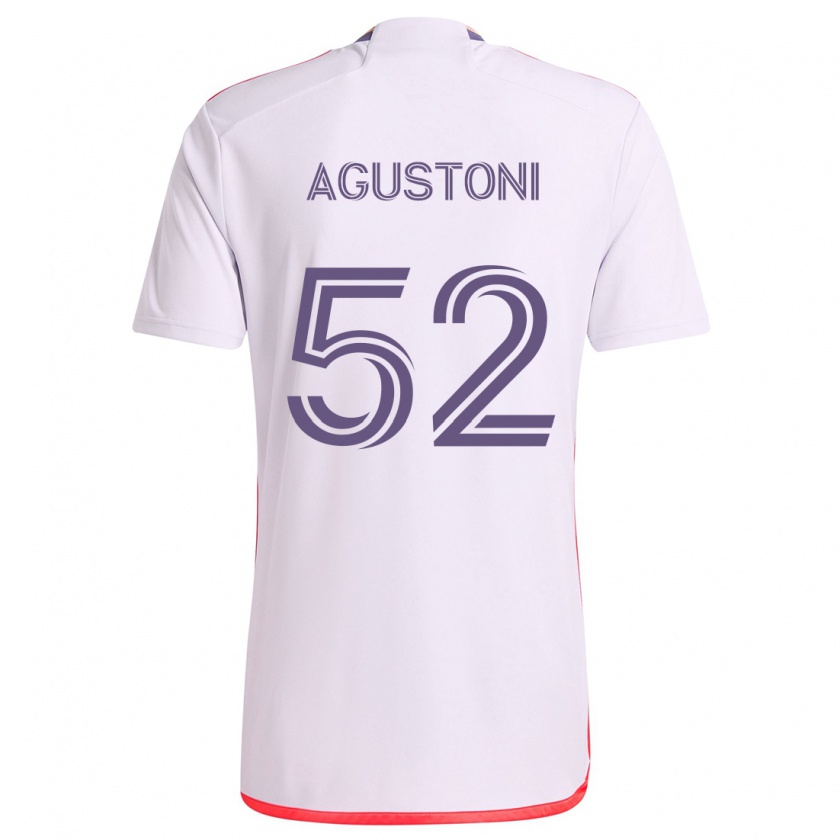 Kandiny Enfant Maillot Gonzalo Agustoni #52 Blanc Rouge Violet Tenues Extérieur 2024/25 T-Shirt