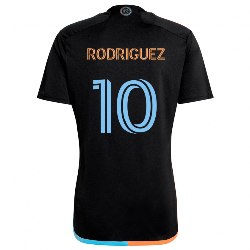 Kandiny Enfant Maillot Santiago Rodríguez #10 Noir Orange Bleu Tenues Extérieur 2024/25 T-Shirt