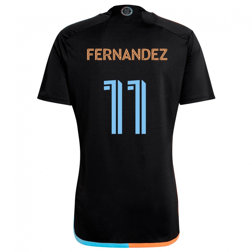 Kandiny Enfant Maillot Julián Fernández #11 Noir Orange Bleu Tenues Extérieur 2024/25 T-Shirt