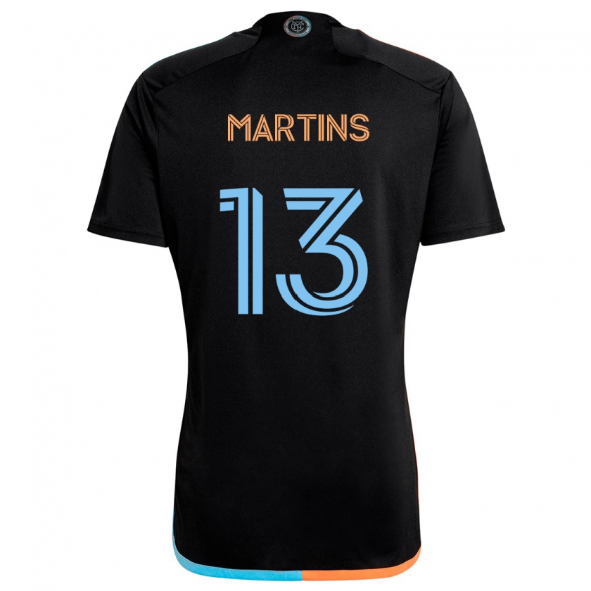 Kandiny Enfant Maillot Thiago Martins #13 Noir Orange Bleu Tenues Extérieur 2024/25 T-Shirt