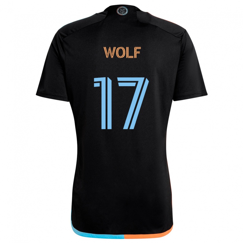 Kandiny Enfant Maillot Hannes Wolf #17 Noir Orange Bleu Tenues Extérieur 2024/25 T-Shirt