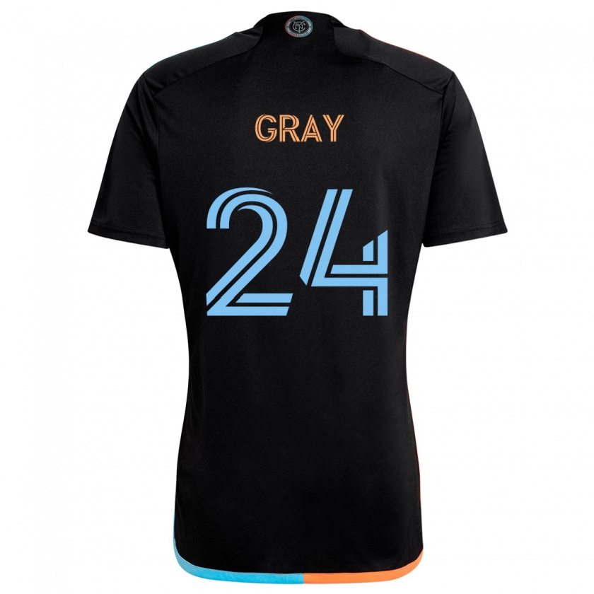 Kandiny Enfant Maillot Tayvon Gray #24 Noir Orange Bleu Tenues Extérieur 2024/25 T-Shirt