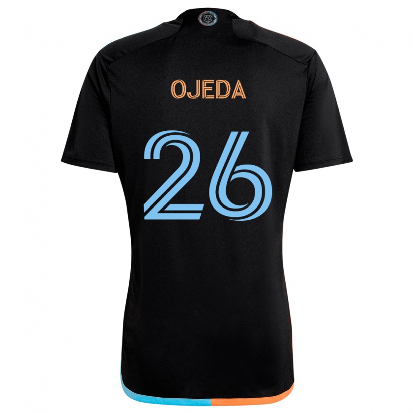 Kandiny Enfant Maillot Agustín Ojeda #26 Noir Orange Bleu Tenues Extérieur 2024/25 T-Shirt