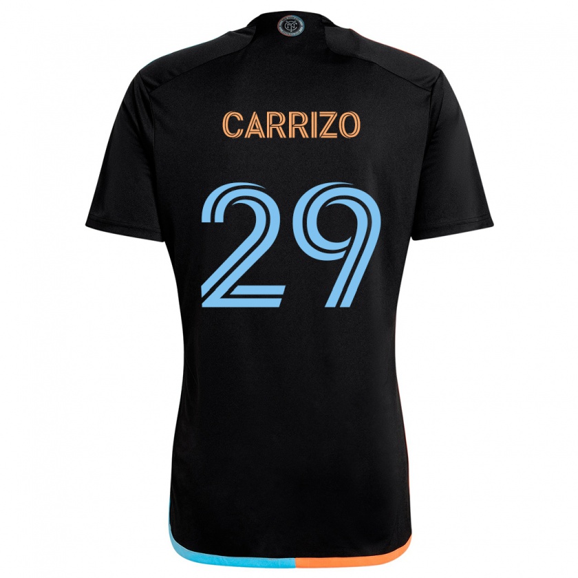 Kandiny Enfant Maillot Máximo Carrizo #29 Noir Orange Bleu Tenues Extérieur 2024/25 T-Shirt